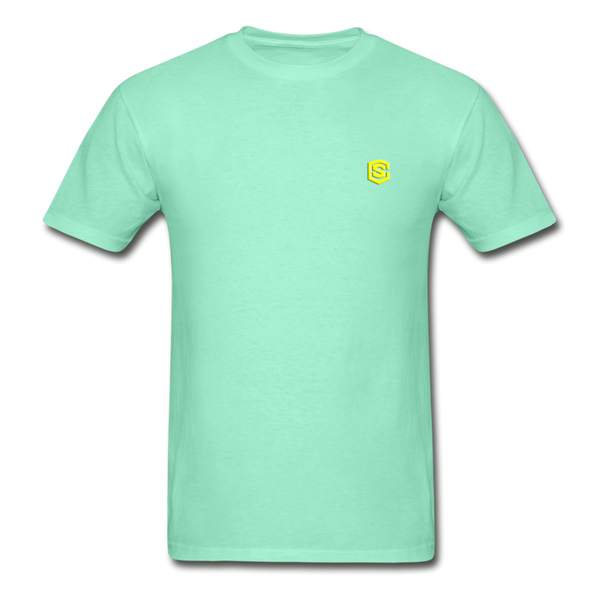 Hanes Adult Tagless T-Shirt  WITH  YELLOW  LOGO - deep mint