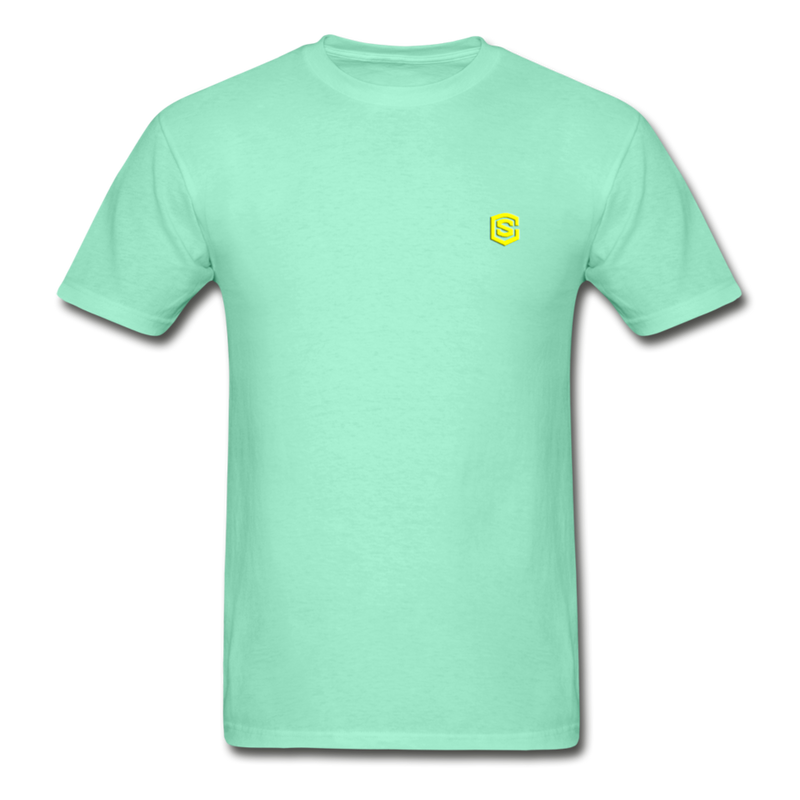 Hanes Adult Tagless T-Shirt  WITH  YELLOW  LOGO - deep mint