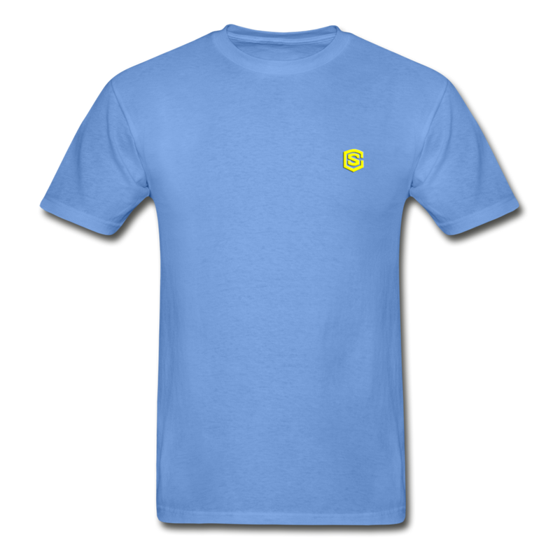 Hanes Adult Tagless T-Shirt  WITH  YELLOW  LOGO - carolina blue