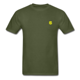 Hanes Adult Tagless T-Shirt  WITH  YELLOW  LOGO - military green