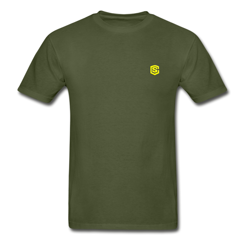 Hanes Adult Tagless T-Shirt  WITH  YELLOW  LOGO - military green