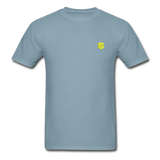 Hanes Adult Tagless T-Shirt  WITH  YELLOW  LOGO - stonewash blue