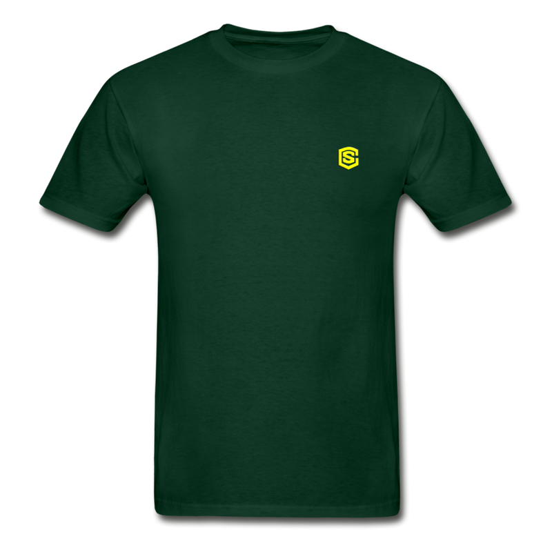 Hanes Adult Tagless T-Shirt  WITH  YELLOW  LOGO - forest green