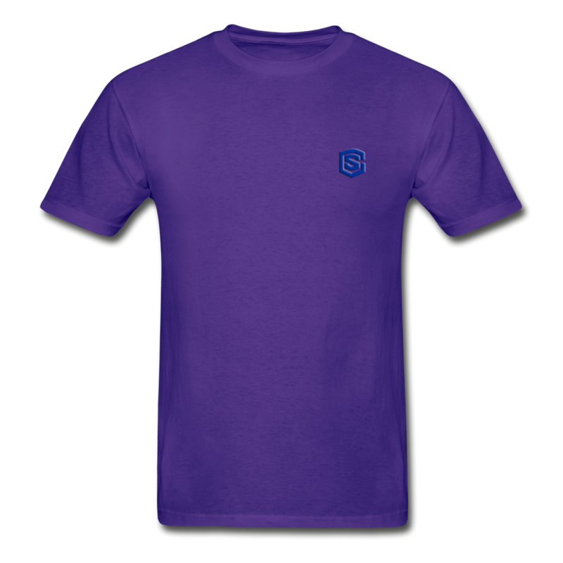 Hanes Adult Tagless T-Shirt  WITH BLUE  LOGO - purple