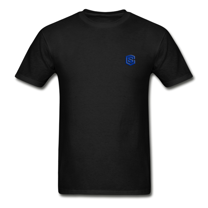 Hanes Adult Tagless T-Shirt  WITH BLUE  LOGO - black