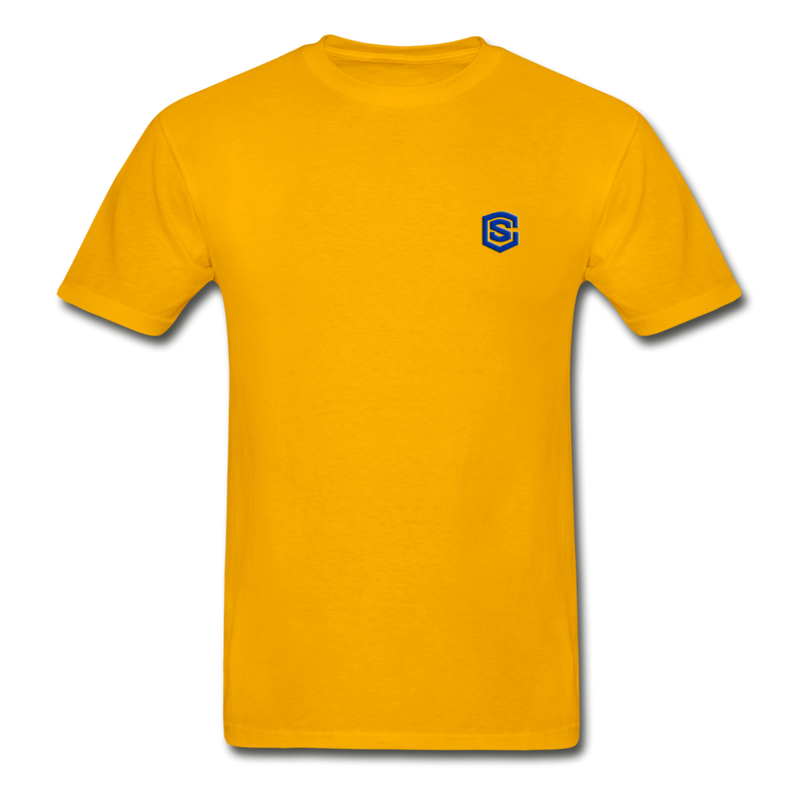 Hanes Adult Tagless T-Shirt  WITH BLUE  LOGO - gold