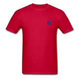 Hanes Adult Tagless T-Shirt  WITH BLUE  LOGO - red