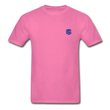 Hanes Adult Tagless T-Shirt  WITH BLUE  LOGO - hot pink