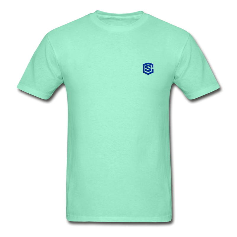 Hanes Adult Tagless T-Shirt  WITH BLUE  LOGO - deep mint