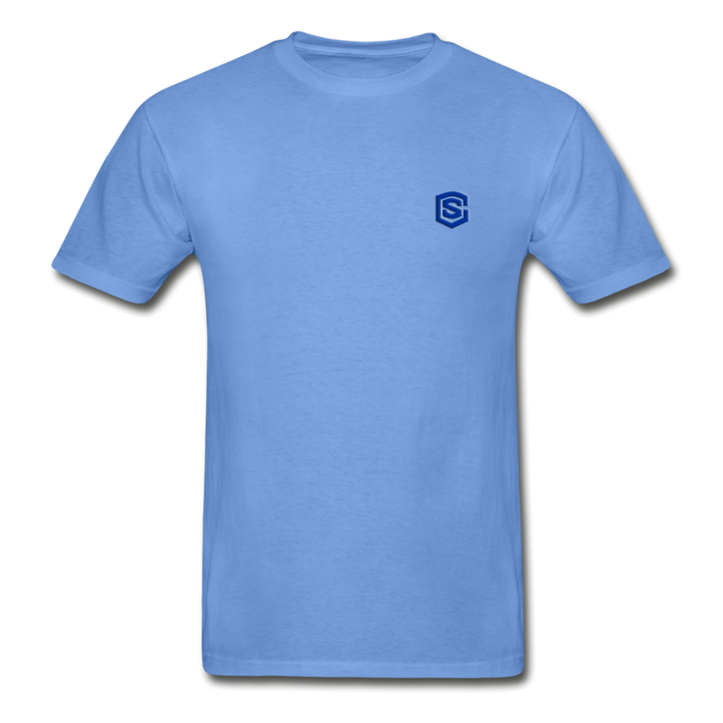 Hanes Adult Tagless T-Shirt  WITH BLUE  LOGO - carolina blue