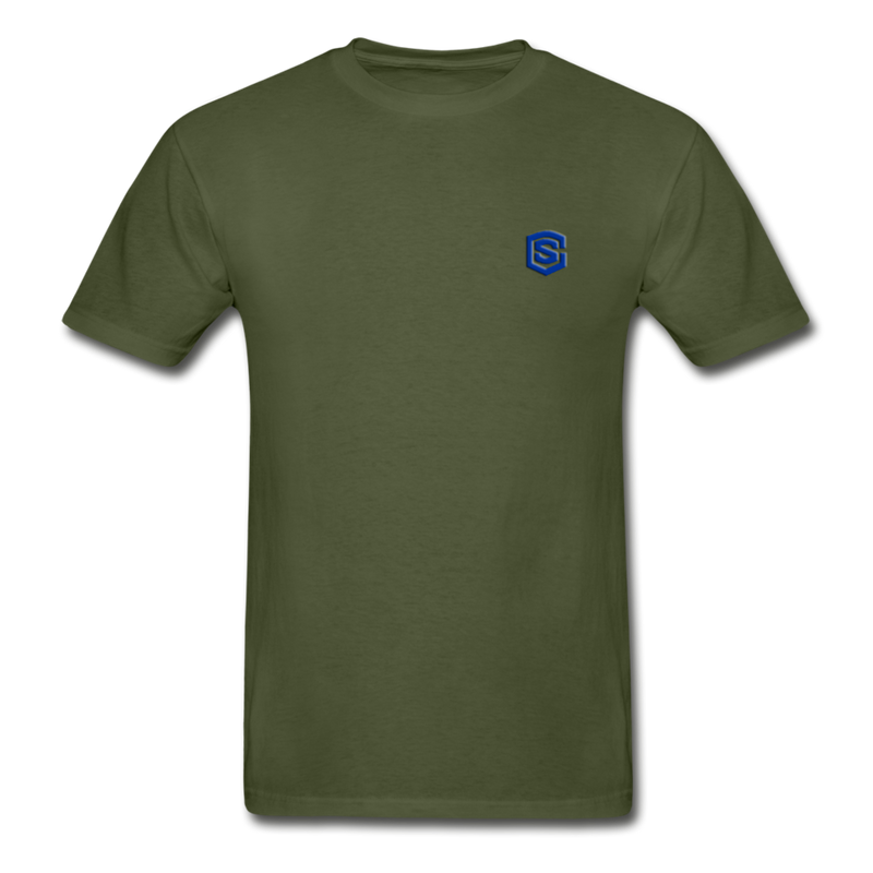 Hanes Adult Tagless T-Shirt  WITH BLUE  LOGO - military green