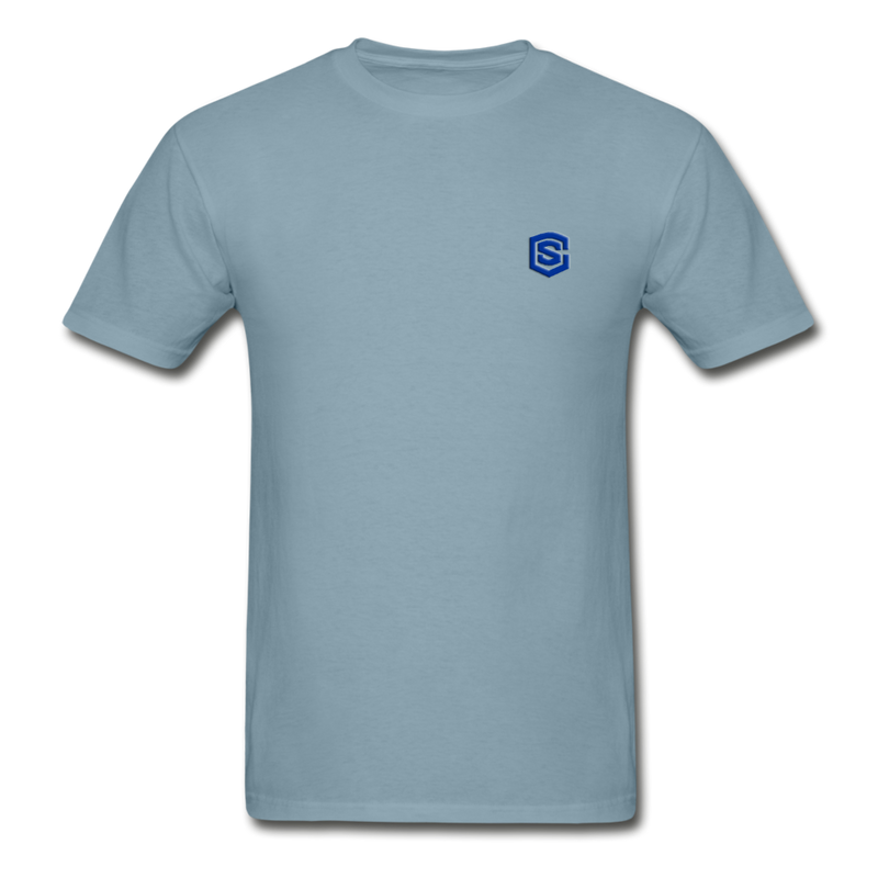 Hanes Adult Tagless T-Shirt  WITH BLUE  LOGO - stonewash blue