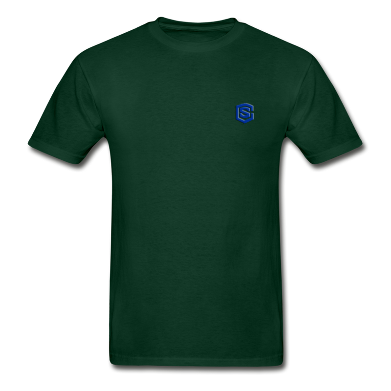 Hanes Adult Tagless T-Shirt  WITH BLUE  LOGO - forest green