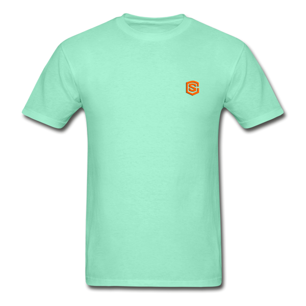 Hanes Adult Tagless T-Shirt  WITH ORANGE  LOGO - deep mint