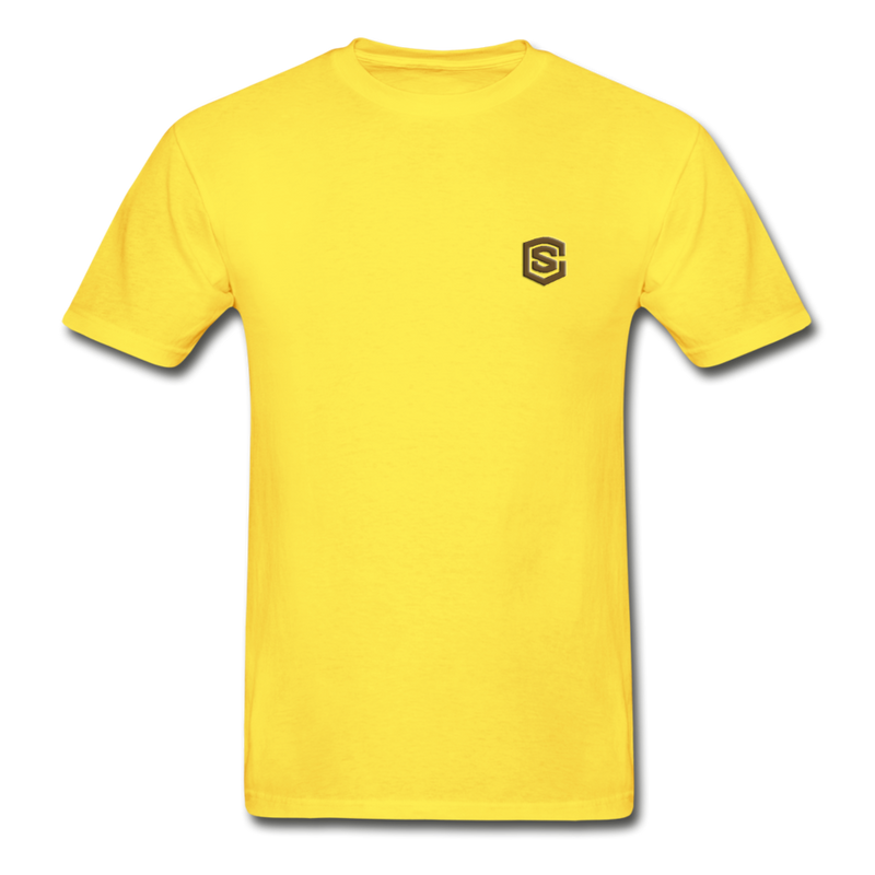 Hanes Adult Tagless T-Shirt  WITH BROWN  LOGO - yellow