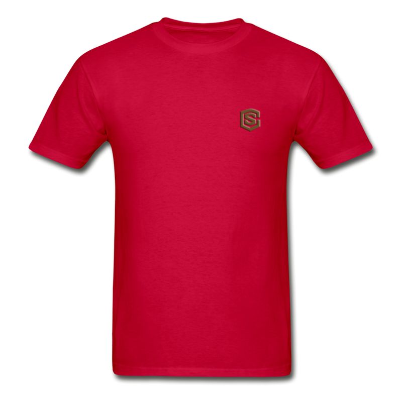 Hanes Adult Tagless T-Shirt  WITH BROWN  LOGO - red