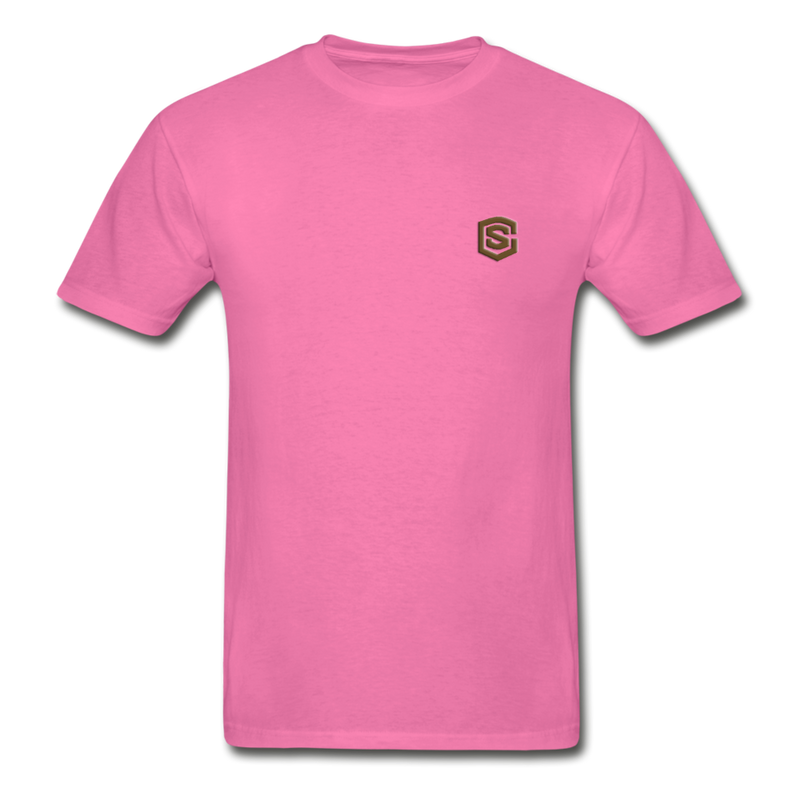 Hanes Adult Tagless T-Shirt  WITH BROWN  LOGO - hot pink