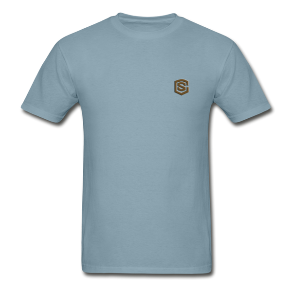 Hanes Adult Tagless T-Shirt  WITH BROWN  LOGO - stonewash blue