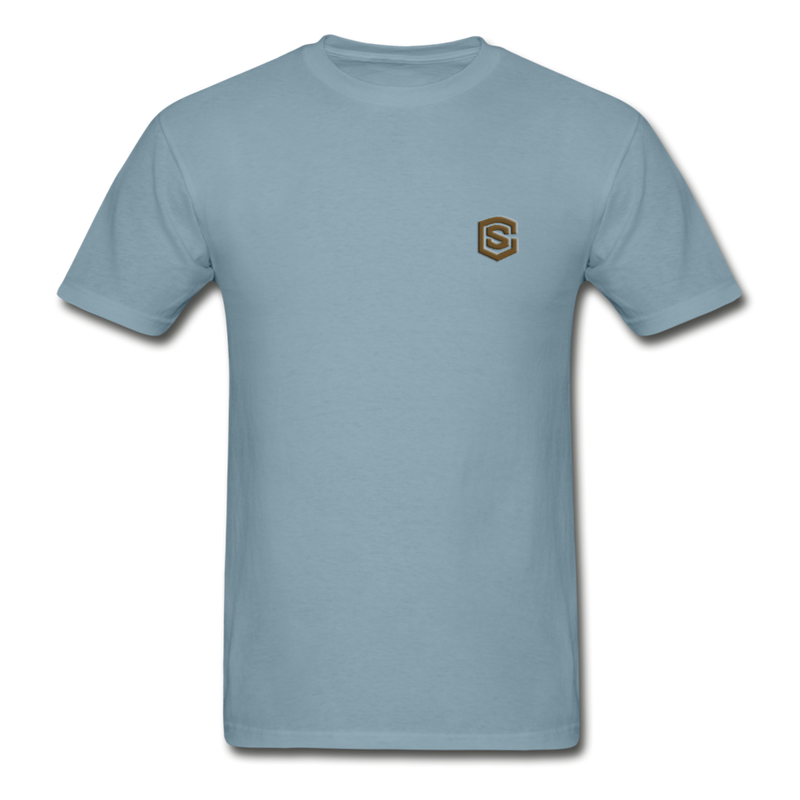 Hanes Adult Tagless T-Shirt  WITH BROWN  LOGO - stonewash blue