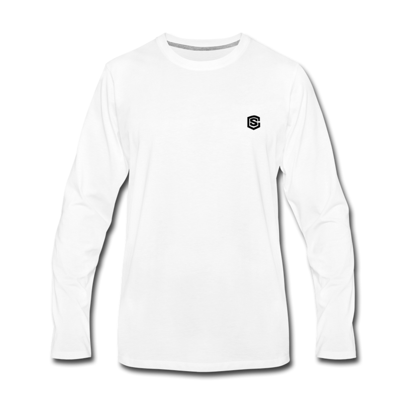 Men's Premium Long Sleeve T-Shirt  WITH BLACK  LOGO - white