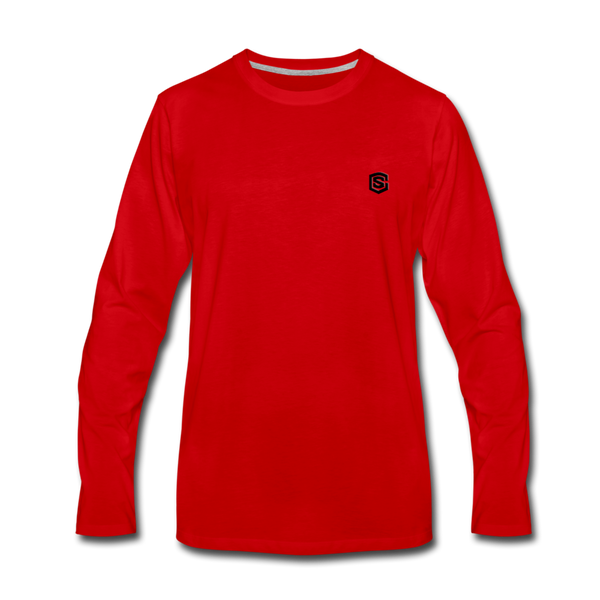 Men's Premium Long Sleeve T-Shirt  WITH BLACK  LOGO - red