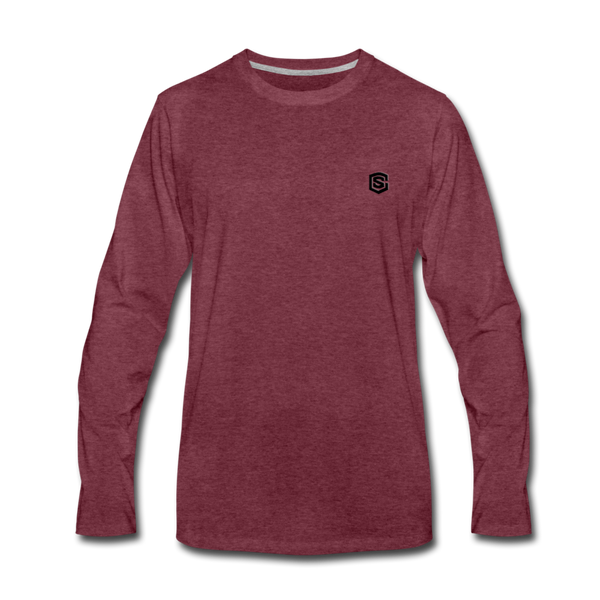 Men's Premium Long Sleeve T-Shirt  WITH BLACK  LOGO - heather burgundy