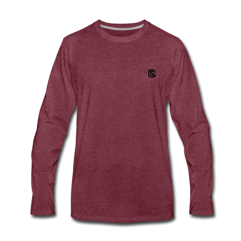 Men's Premium Long Sleeve T-Shirt  WITH BLACK  LOGO - heather burgundy