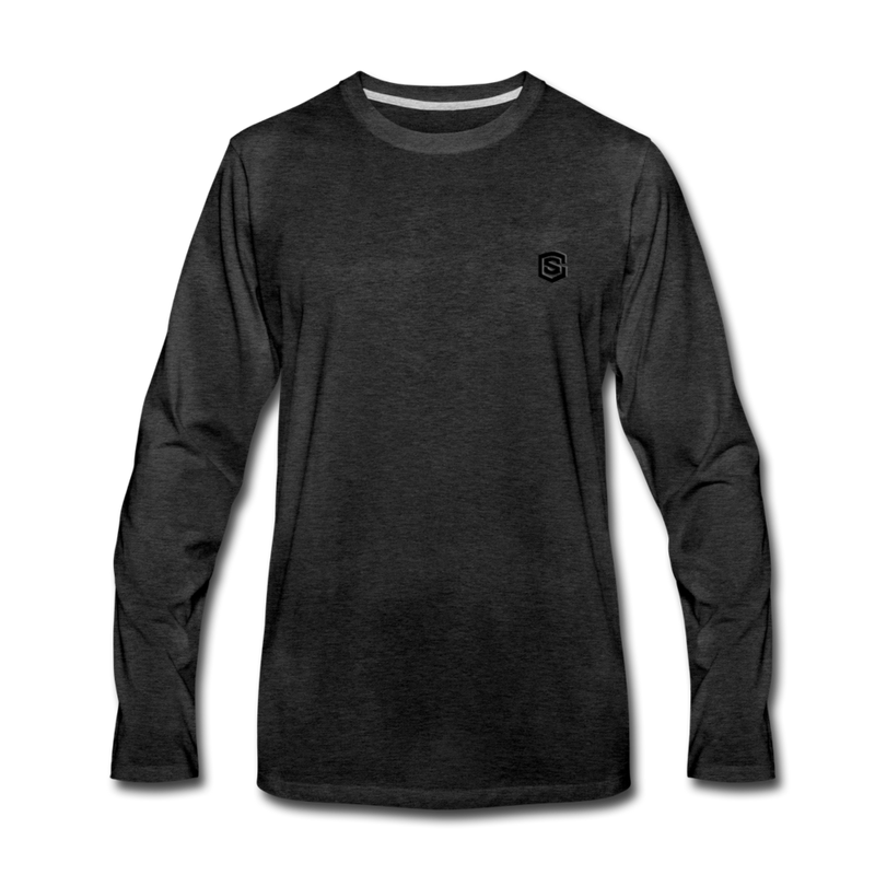 Men's Premium Long Sleeve T-Shirt  WITH BLACK  LOGO - charcoal gray