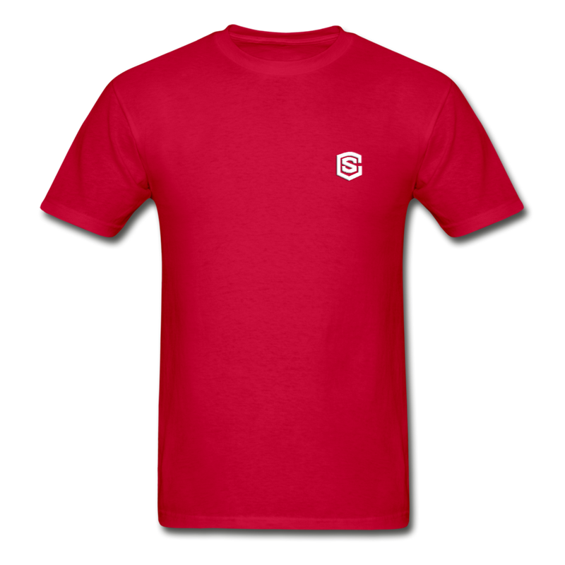 Hanes Adult Tagless T-Shirt  WITH WHITE  LOGO - red