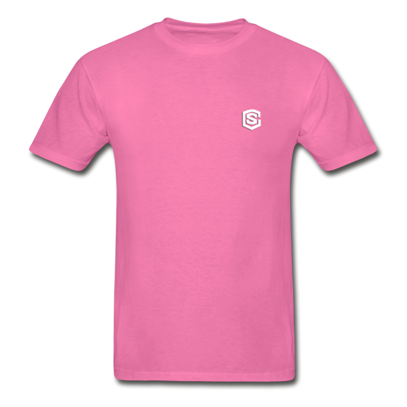 Hanes Adult Tagless T-Shirt  WITH WHITE  LOGO - hot pink