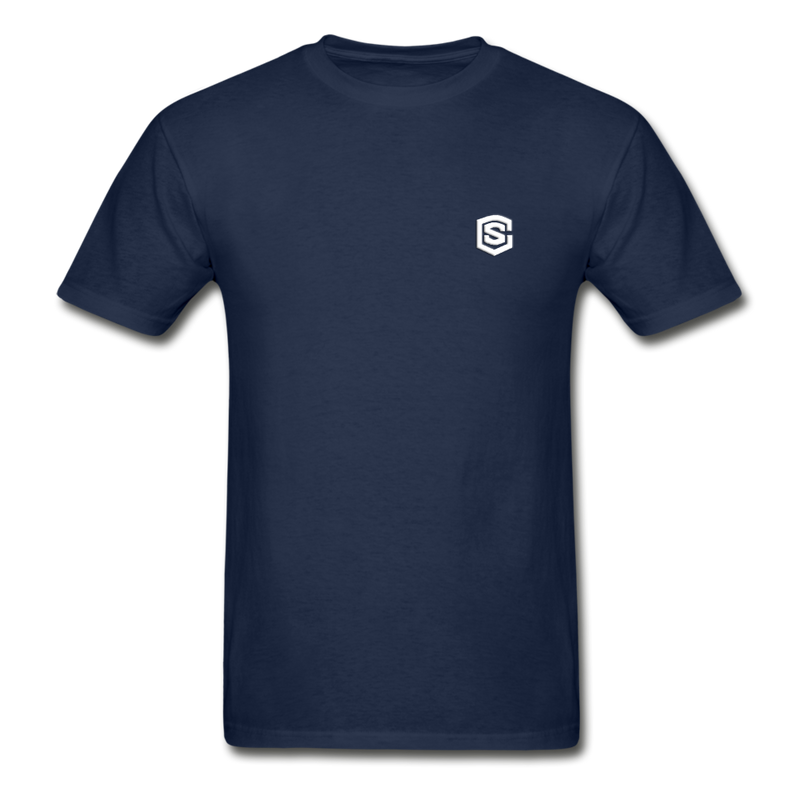 Hanes Adult Tagless T-Shirt  WITH WHITE  LOGO - navy