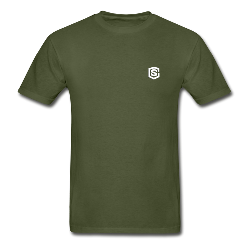 Hanes Adult Tagless T-Shirt  WITH WHITE  LOGO - military green