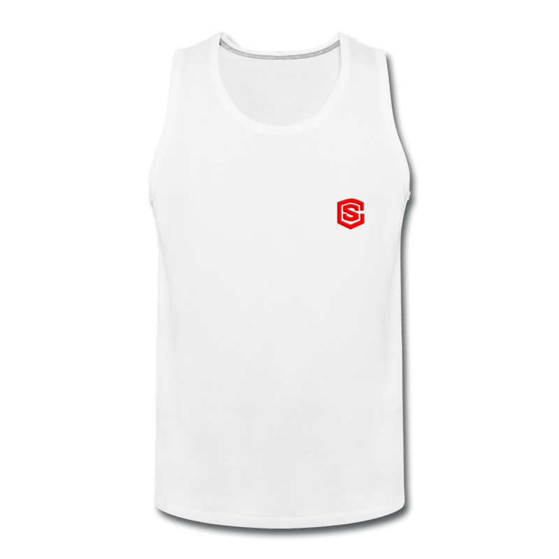 Men’s Premium Tank  WITH  RED LOGO - white