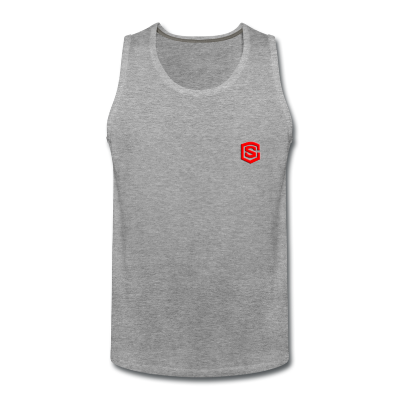 Men’s Premium Tank  WITH  RED LOGO - heather gray