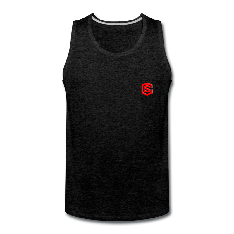 Men’s Premium Tank  WITH  RED LOGO - charcoal gray