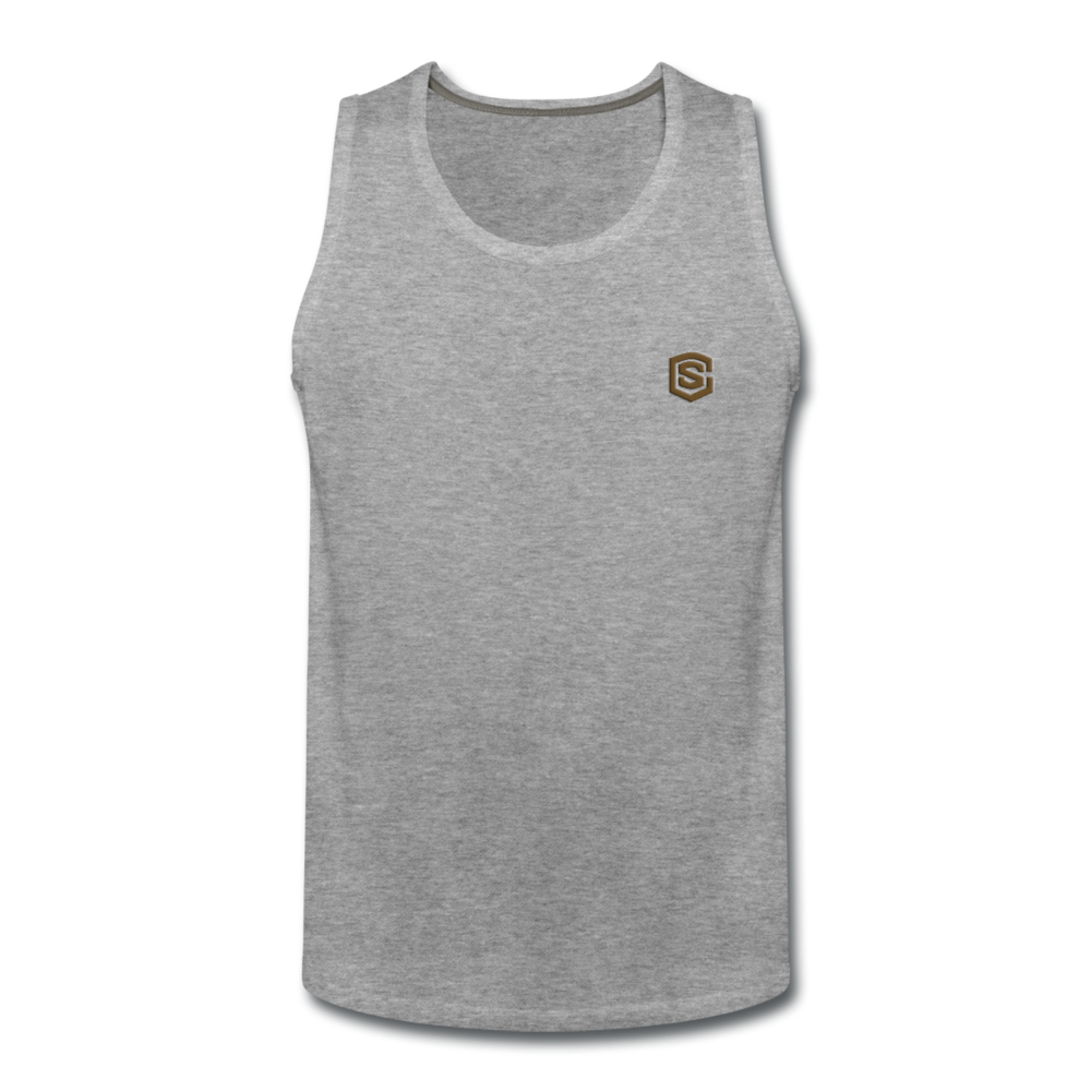 Men’s Premium Tank  WITH BROWN  LOGO - heather gray