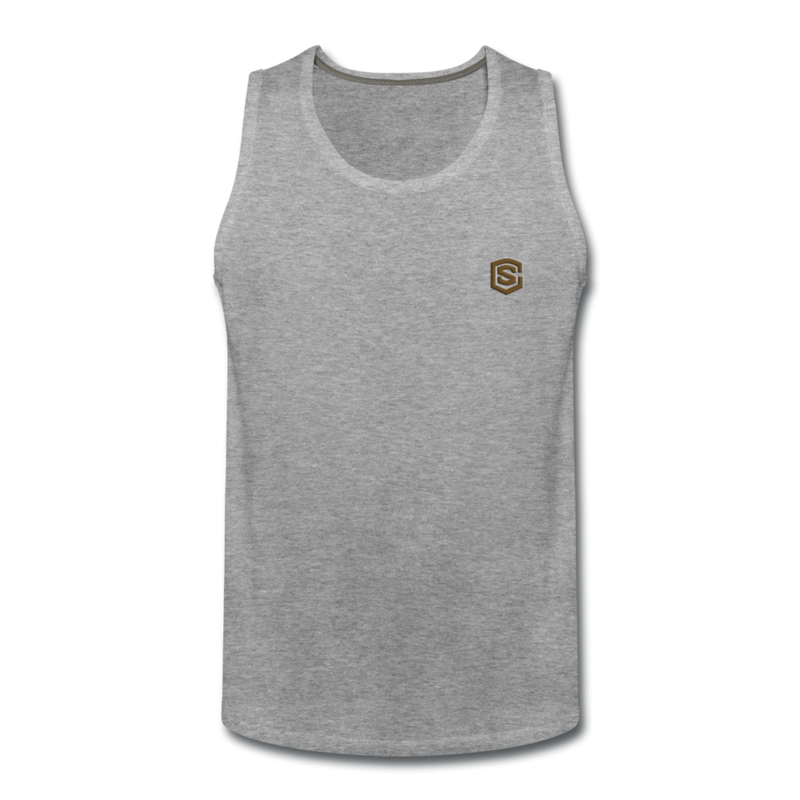 Men’s Premium Tank  WITH BROWN  LOGO - heather gray