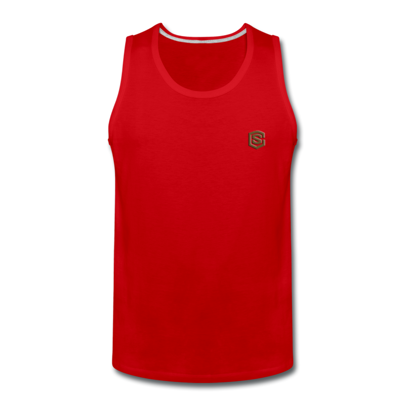 Men’s Premium Tank  WITH BROWN  LOGO - red