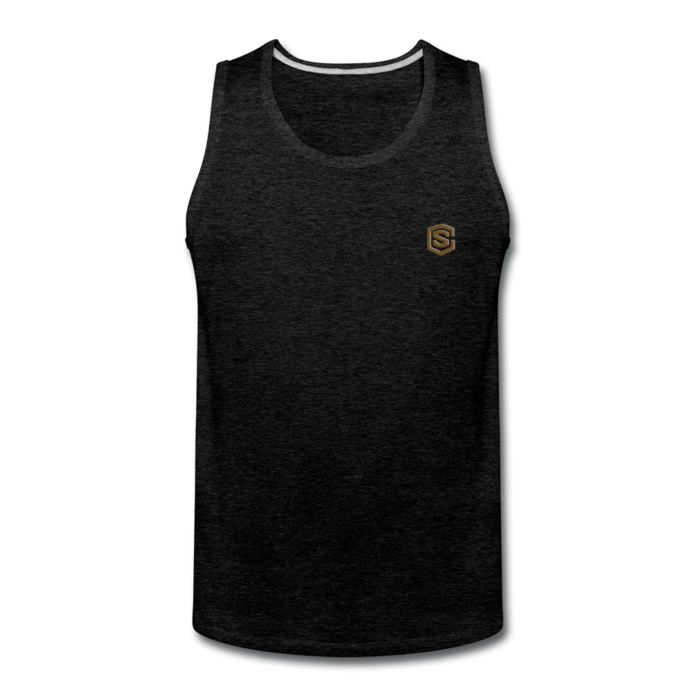 Men’s Premium Tank  WITH BROWN  LOGO - charcoal gray