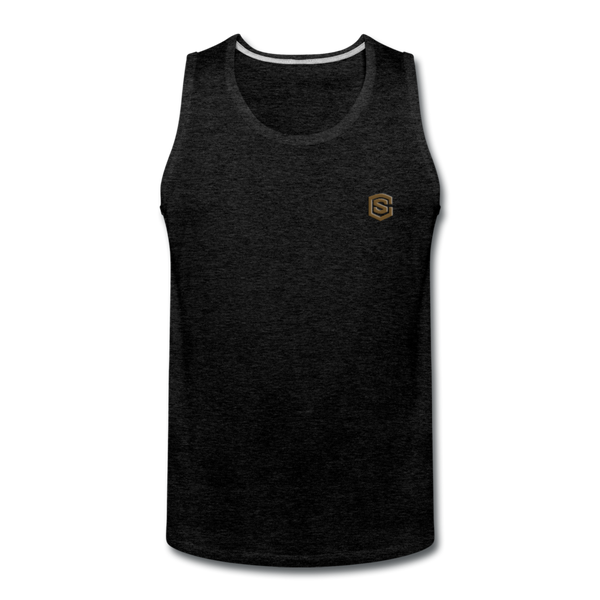 Men’s Premium Tank  WITH BROWN  LOGO - charcoal gray