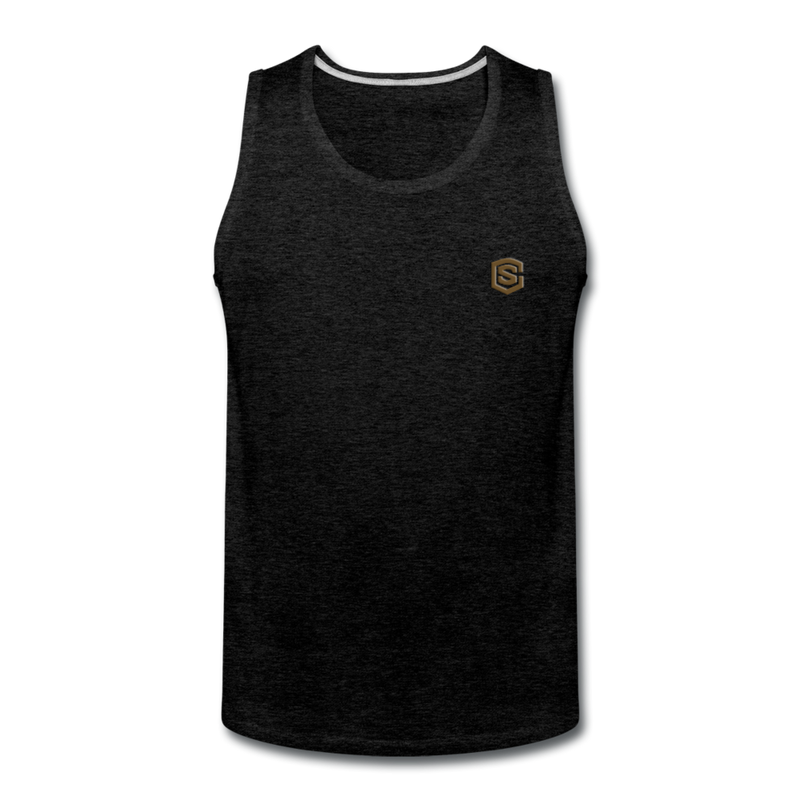 Men’s Premium Tank  WITH BROWN  LOGO - charcoal gray