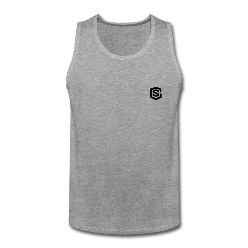 Men’s Premium Tank  WITH BLACK  LOGO - heather gray