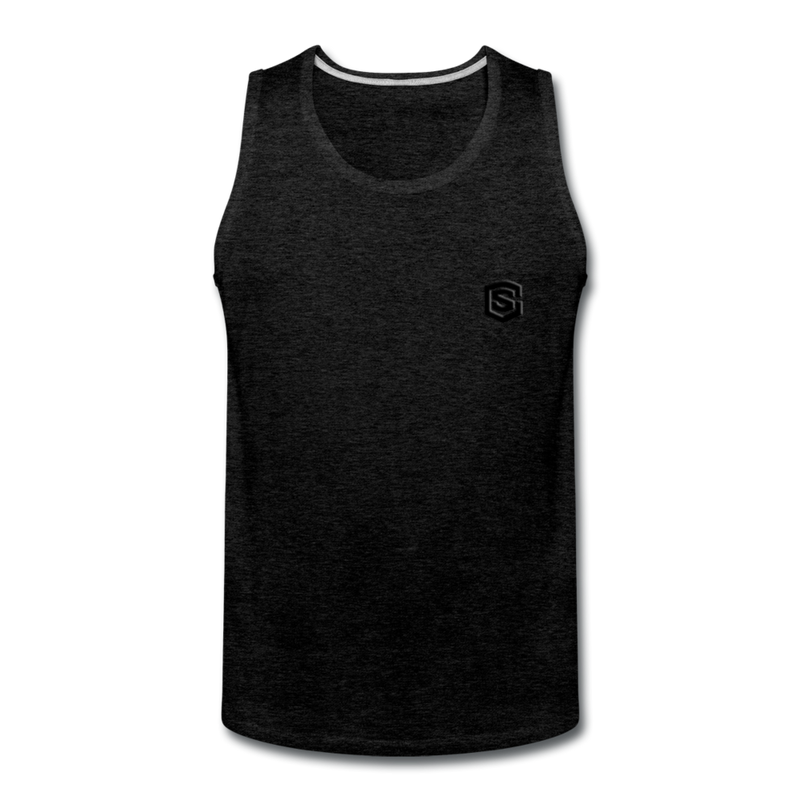 Men’s Premium Tank  WITH BLACK  LOGO - charcoal gray