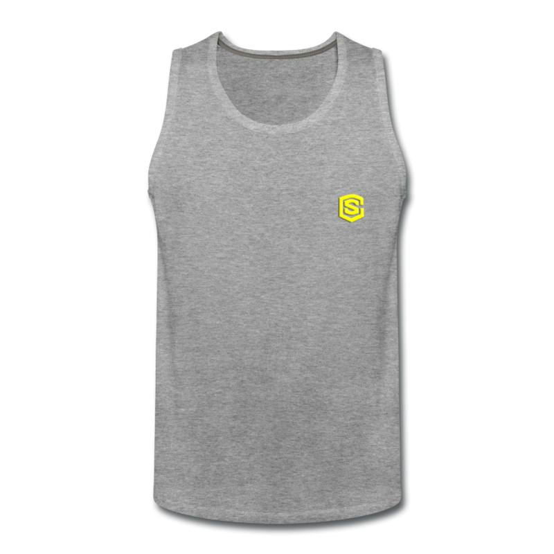 Men’s Premium Tank  WITH  YELLOW  LOGO - heather gray