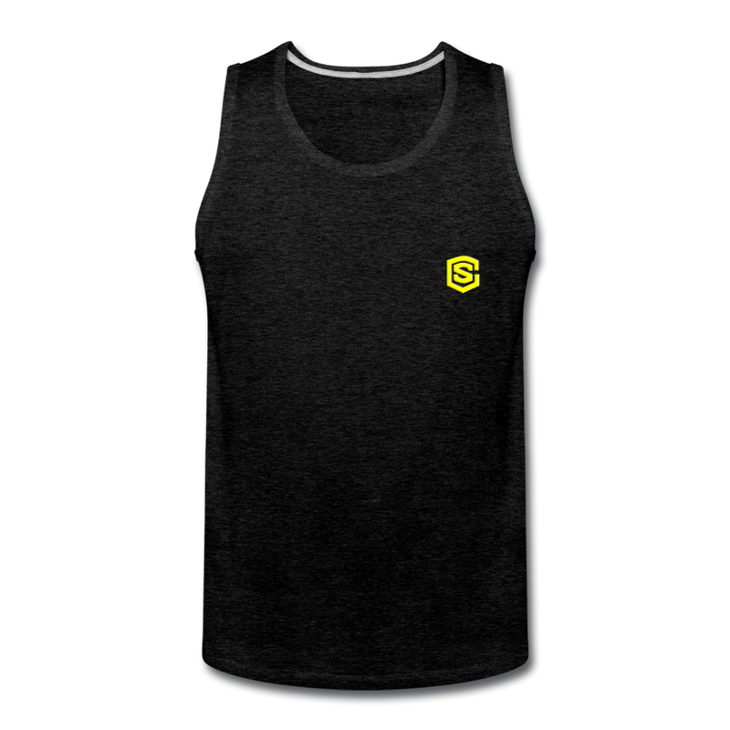 Men’s Premium Tank  WITH  YELLOW  LOGO - charcoal gray