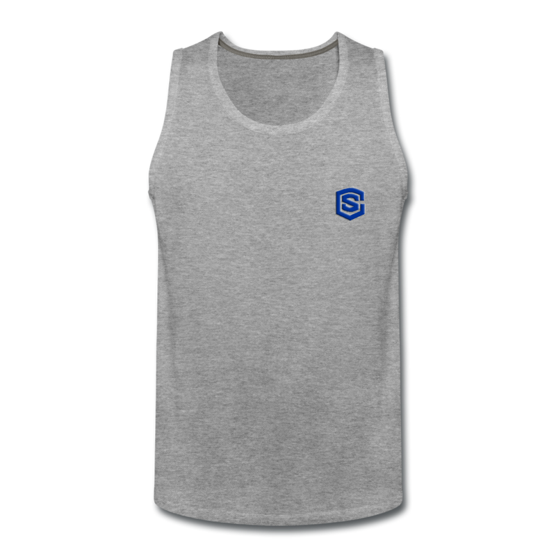 Men’s Premium Tank  WITH BLUE  LOGO - heather gray