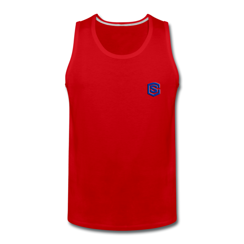 Men’s Premium Tank  WITH BLUE  LOGO - red