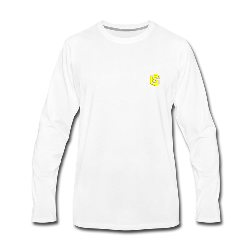 Men's Premium Long Sleeve T-Shirt  WITH YELLOW  LOGO - white