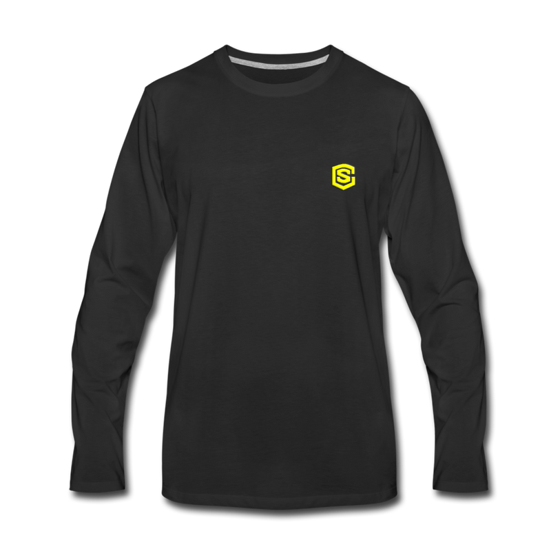 Men's Premium Long Sleeve T-Shirt  WITH YELLOW  LOGO - black