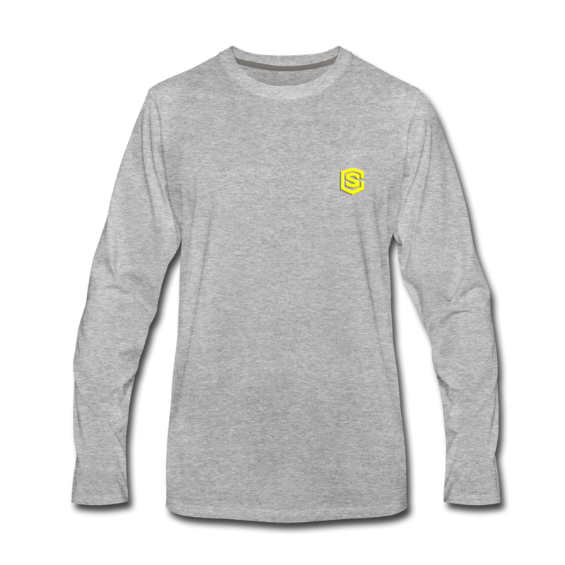 Men's Premium Long Sleeve T-Shirt  WITH YELLOW  LOGO - heather gray